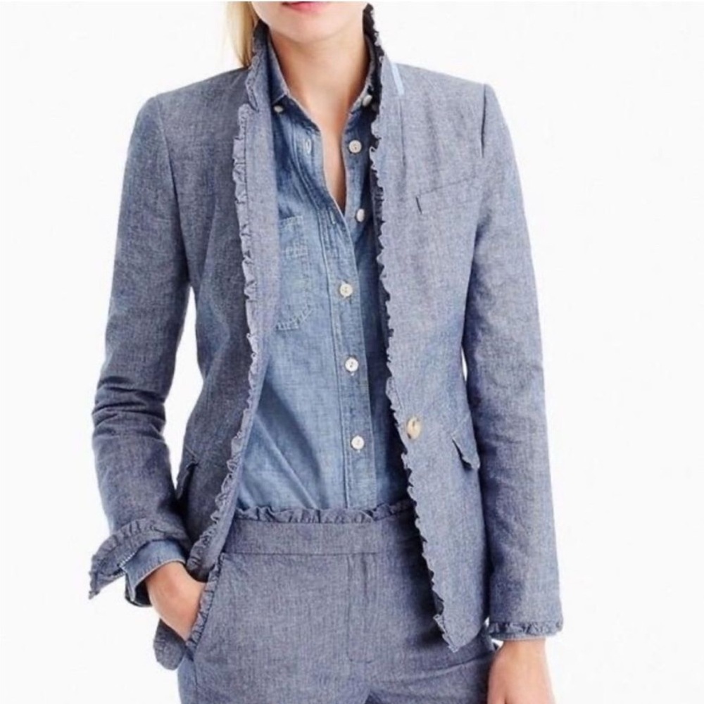 J. Crew Blue Ruffled Women's Blazer